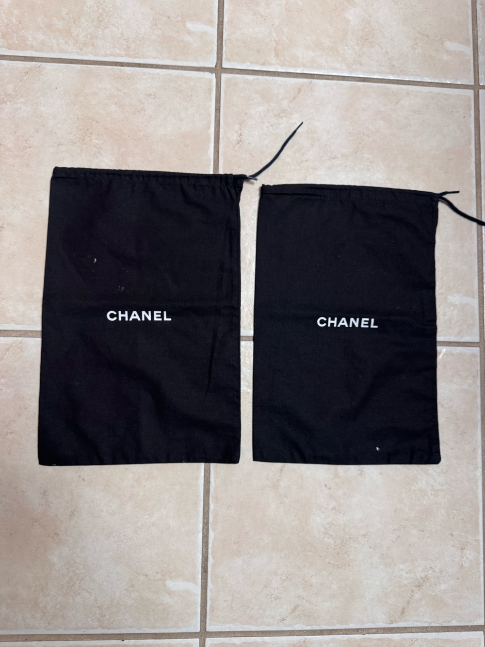 CHANEL Black Drawstring Dust Bag Pair